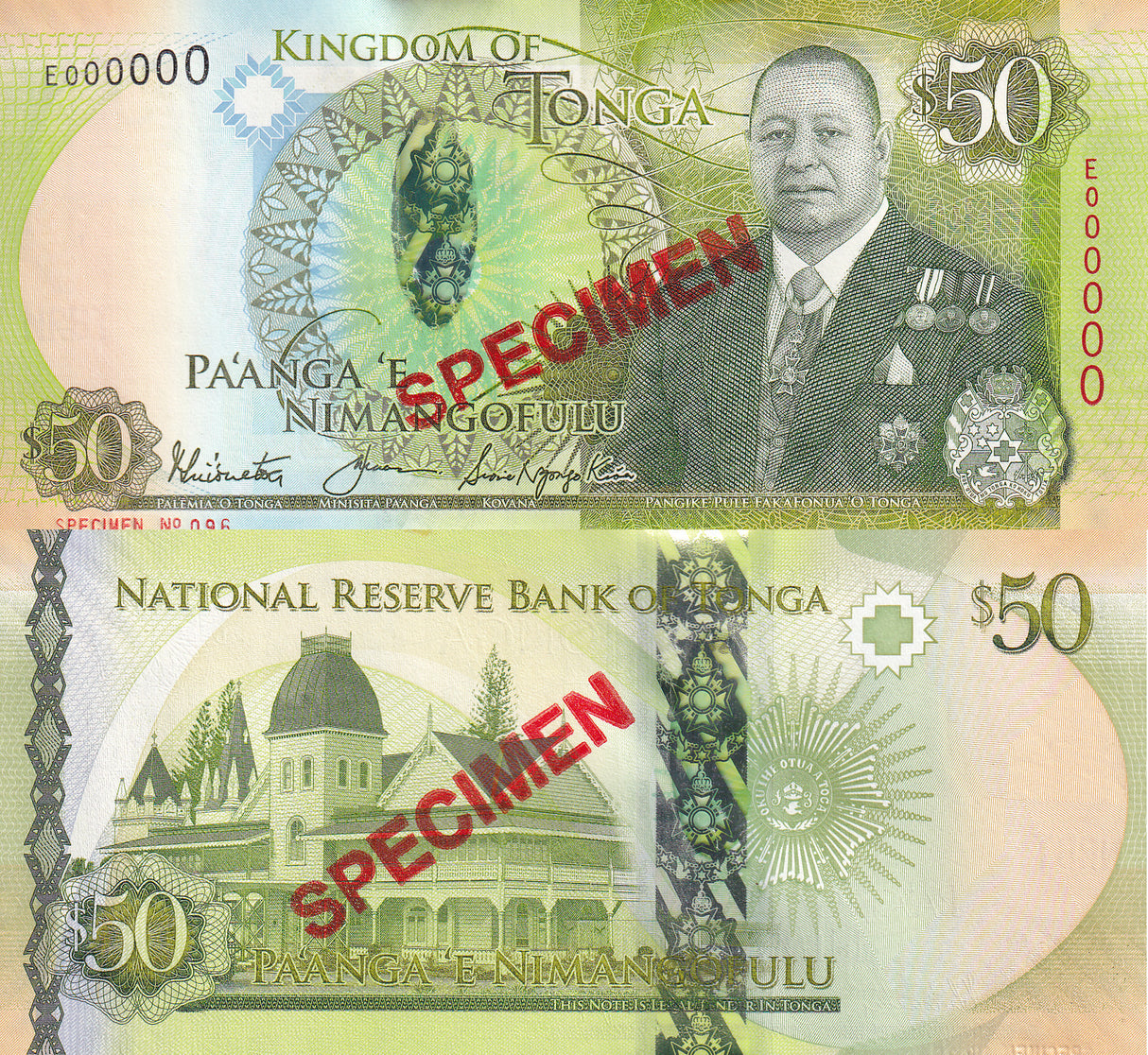 Tonga 50 Pa'anga ND 2021 P 48A Sign Tuionetoa Lavemaau SPECIMEN UNC