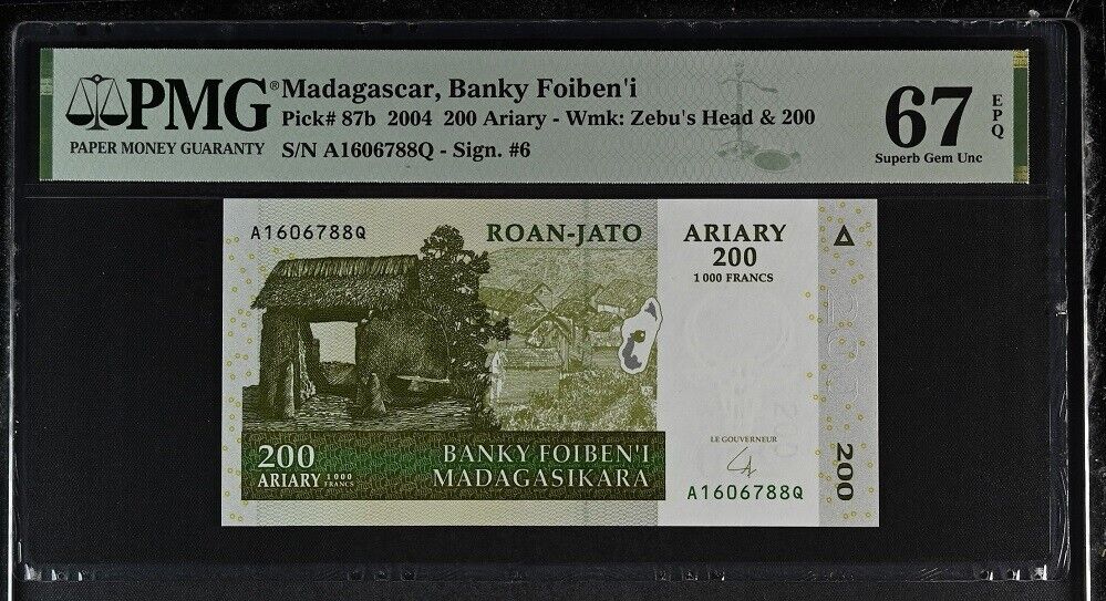 Madagascar 200 Ariary 2004 P 87 b Choice UNC PMG 64 EPQ