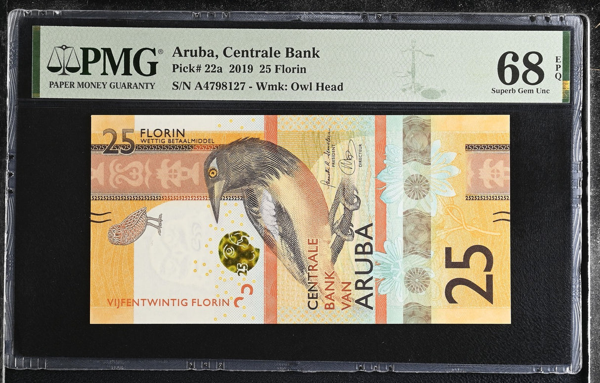 Aruba 25 Florin 2019 P 22 a Superb Gem UNC PMG 68 EPQ