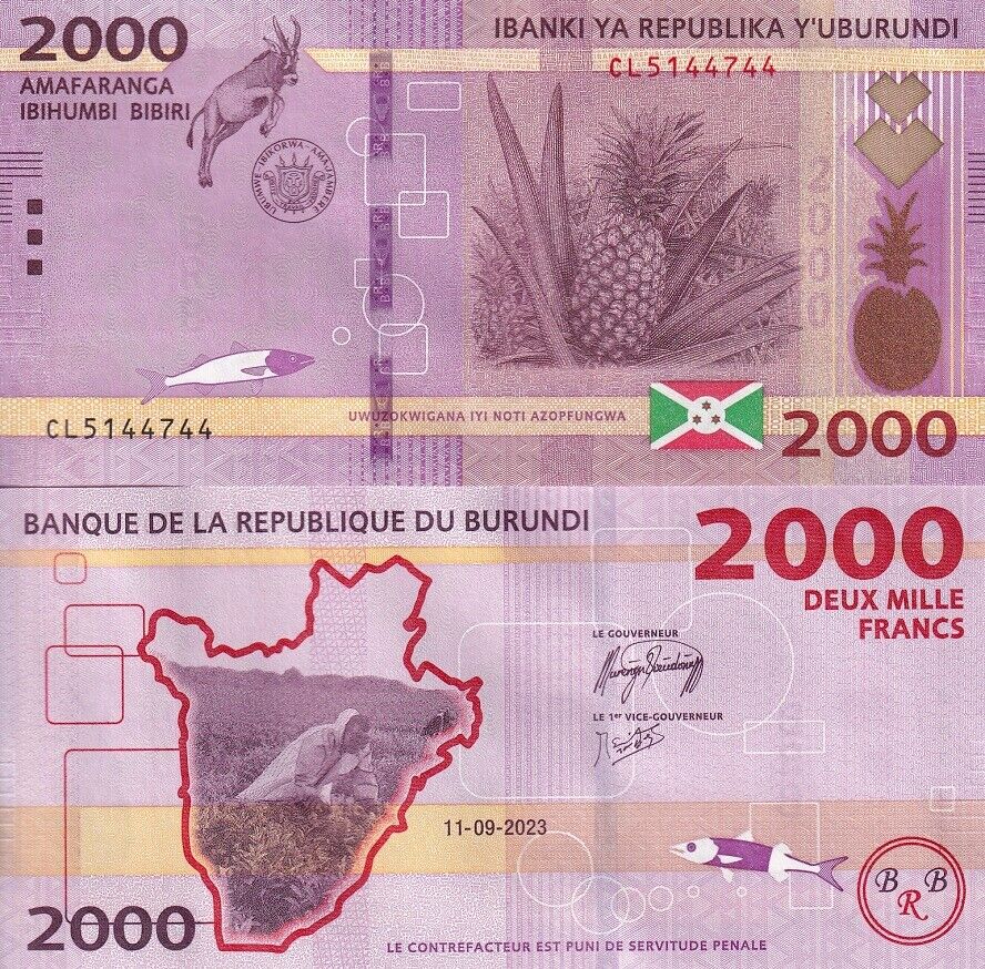 Burundi SET 3 PCS 500 1000 2000 Francs 2023 P 50 P 51 P 52 New Sign UNC