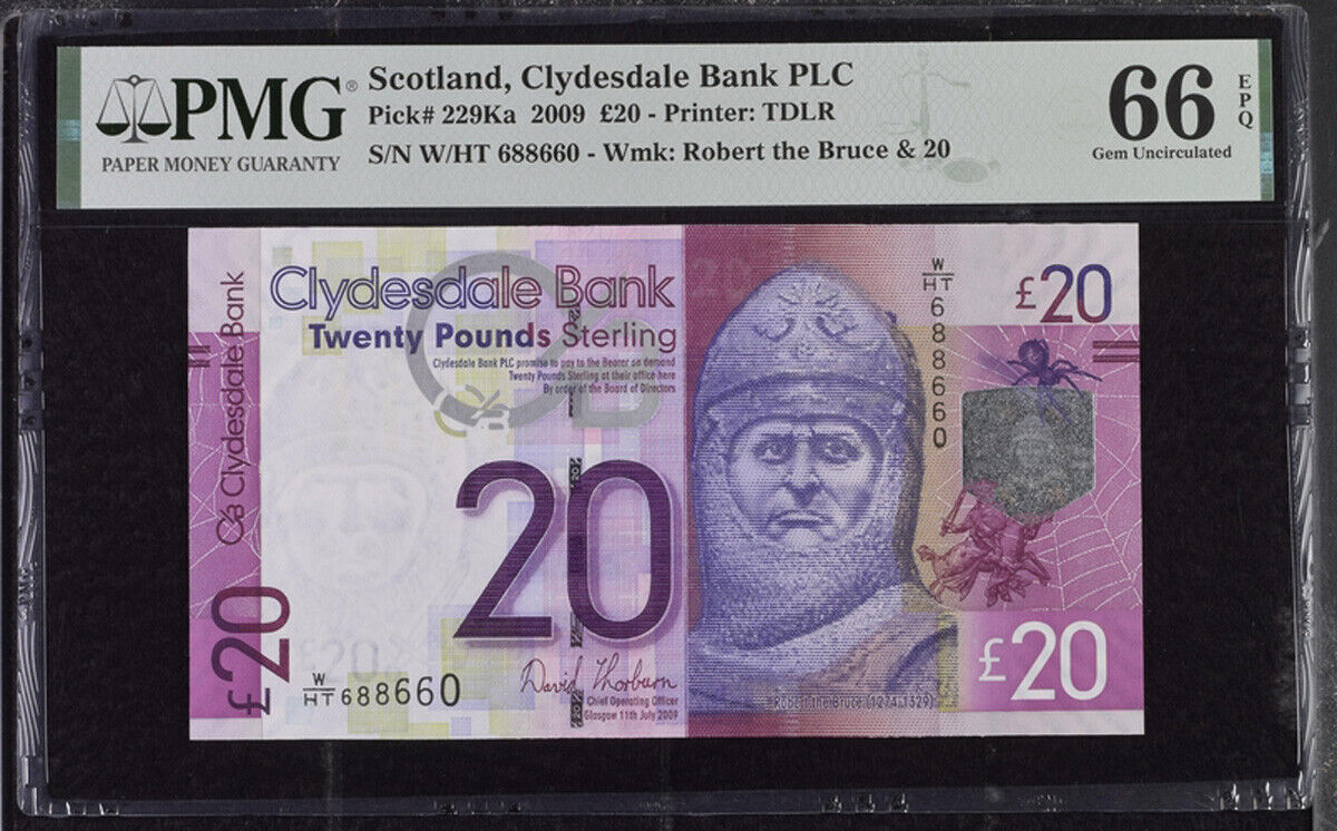 Scotland 20 Pound 2009 P 229Ka Gem UNC PMG 66 EPQ