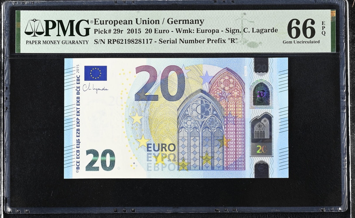 Euro 20 Euro Germany 2015 P 29 r Gem UNC PMG 66 EPQ