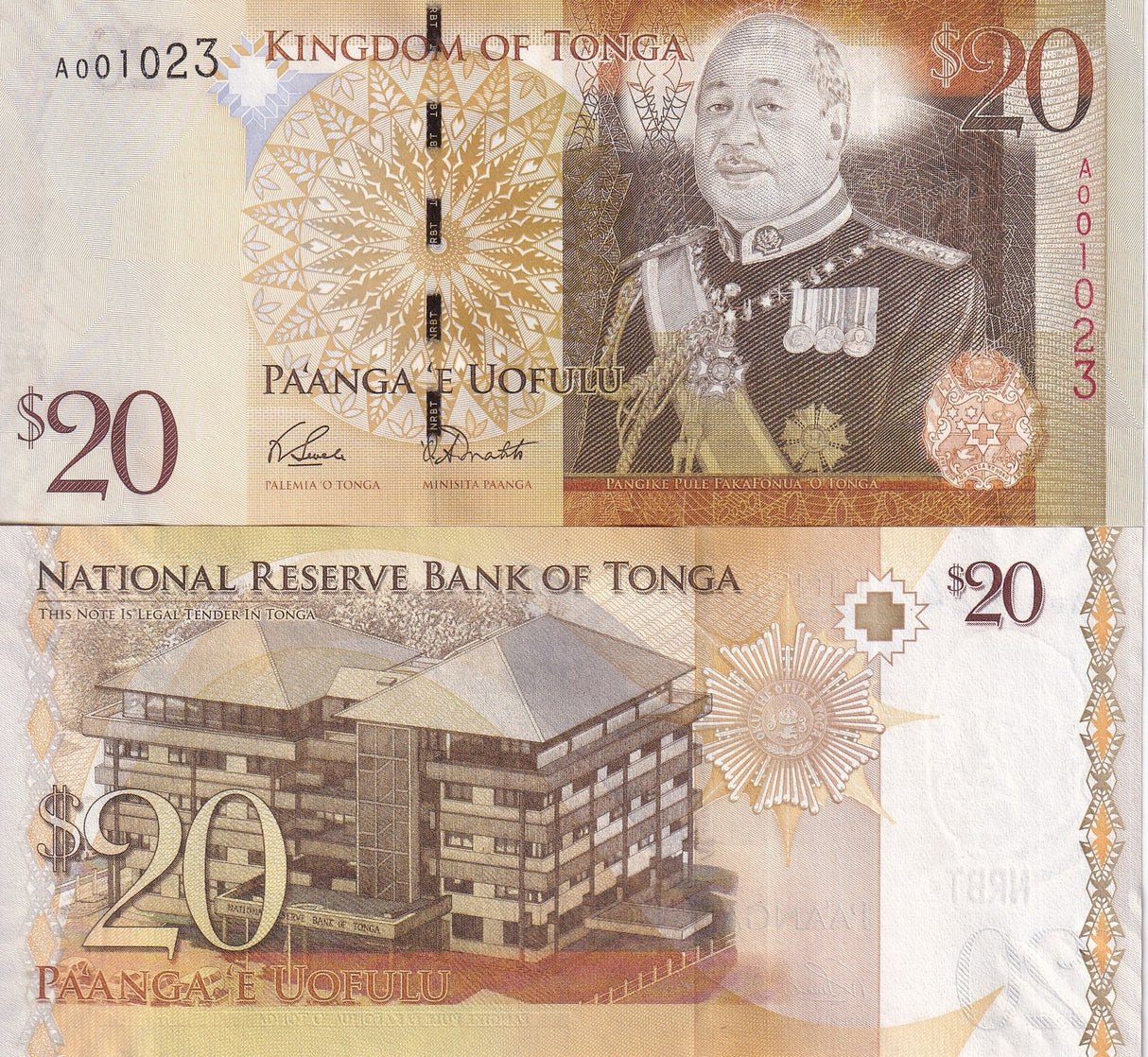 Tonga 20 PA'anga ND 2008 P 41 a UNC