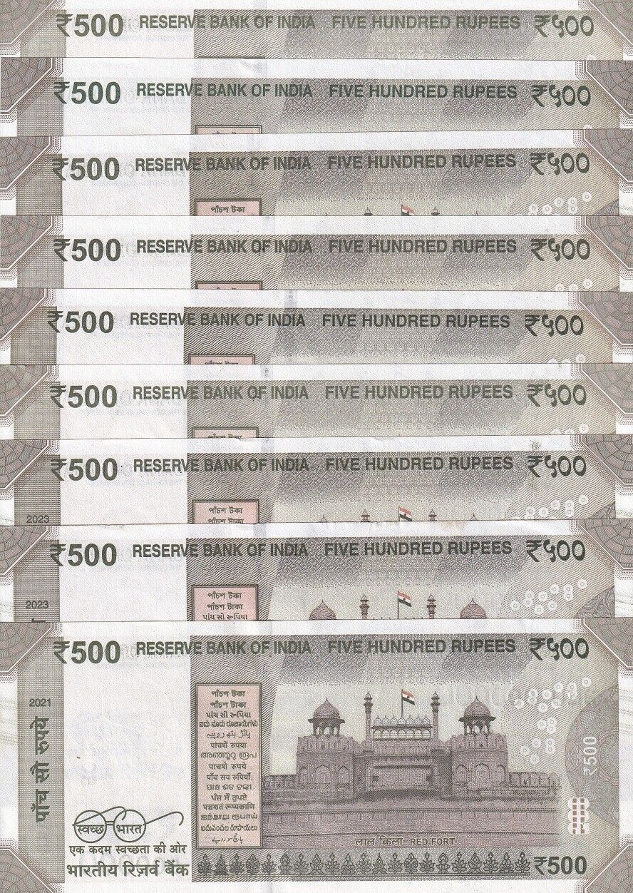 India SET 9 Pcs 500 Rupees 2020 1-9 Million # 100000 200000-900000 P 114 AUnc