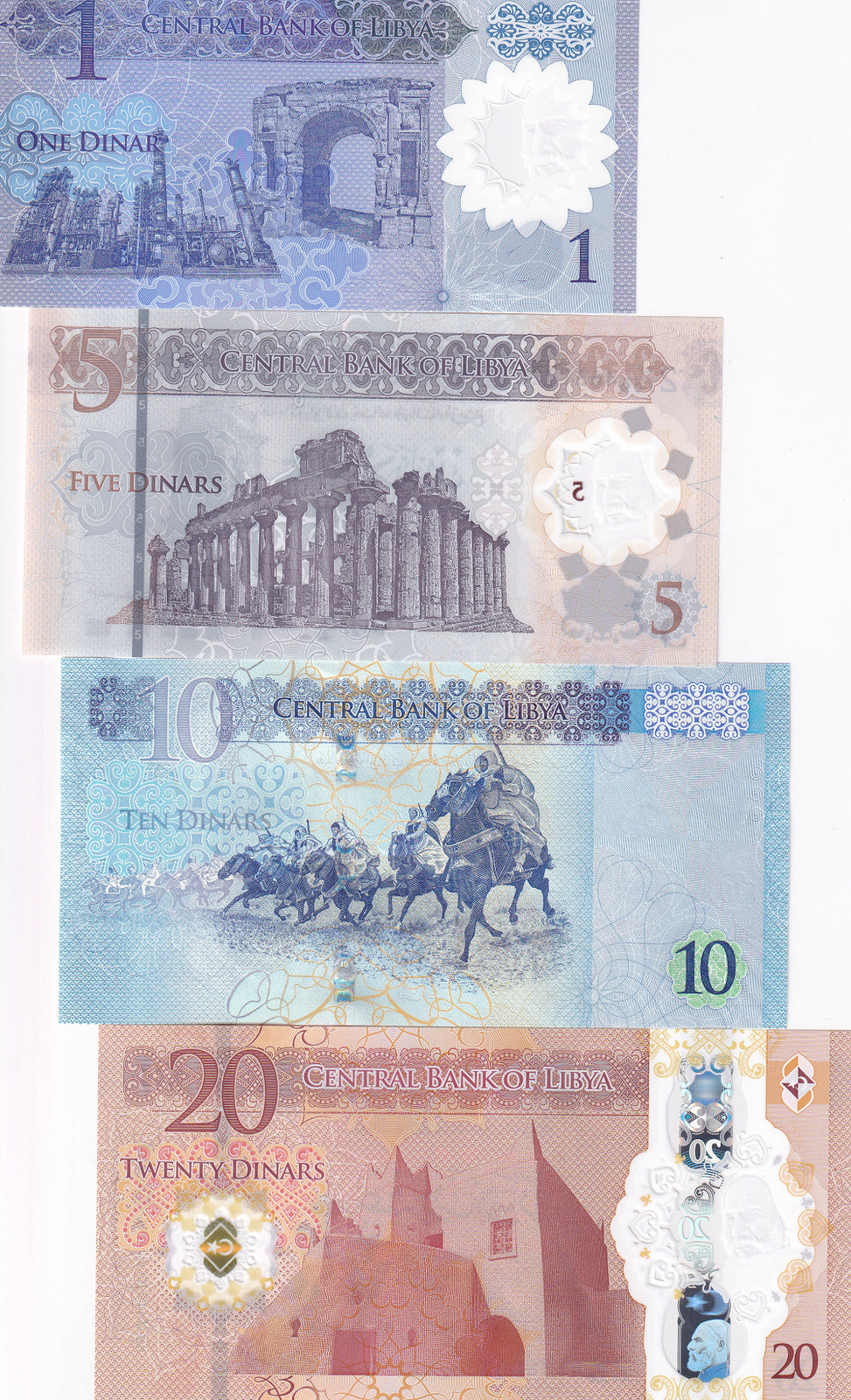 Libya Set 4 Pcs 1 5 10 20 Dinar 2019 2025 P 85 P NEW Polymer UNC