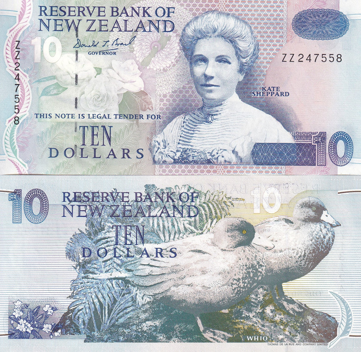 New Zealand 10 Dollar ND 1994 P 182* ZZ Replacement UNC
