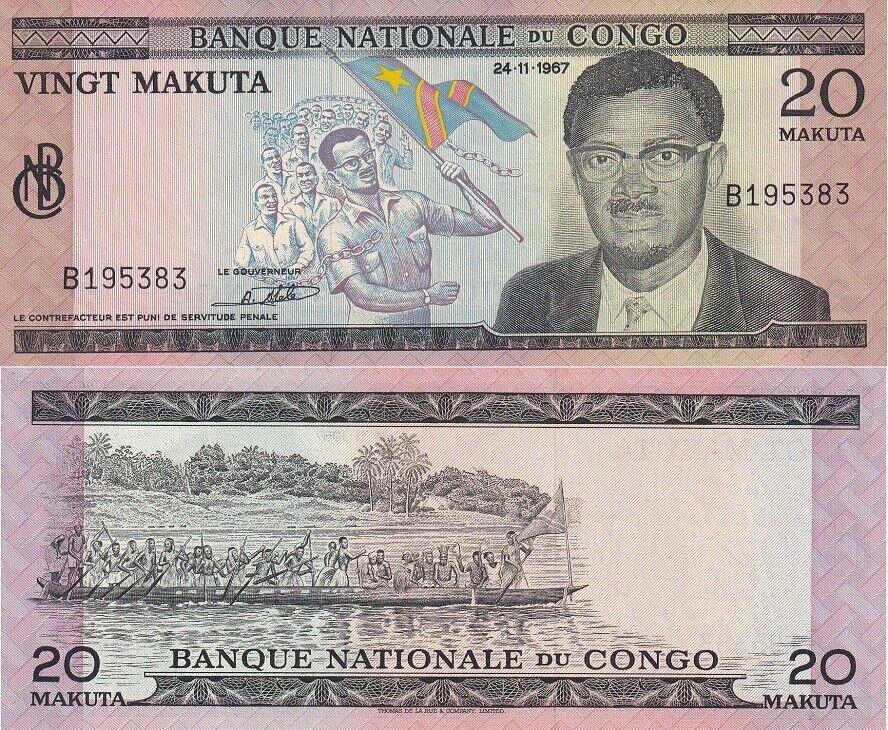 Congo Republic 20 Makuta 1967 P 10 a UNC