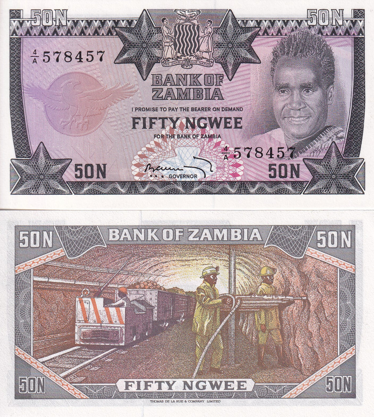 Zambia 50 Ngwee ND 1973 P 14 UNC