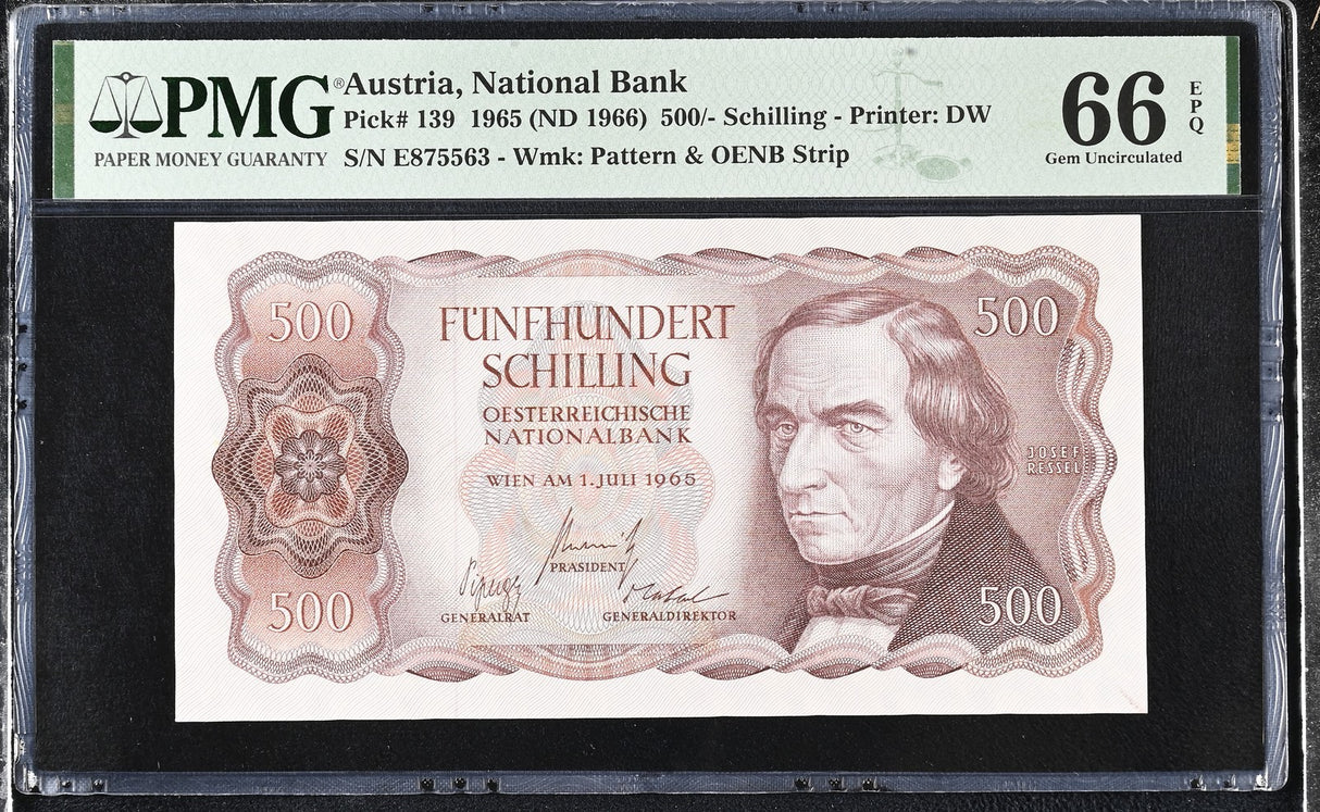 Austria 500 Schilling 1965 ND 1966 P 139 Gem UNC PMG 66 EPQ