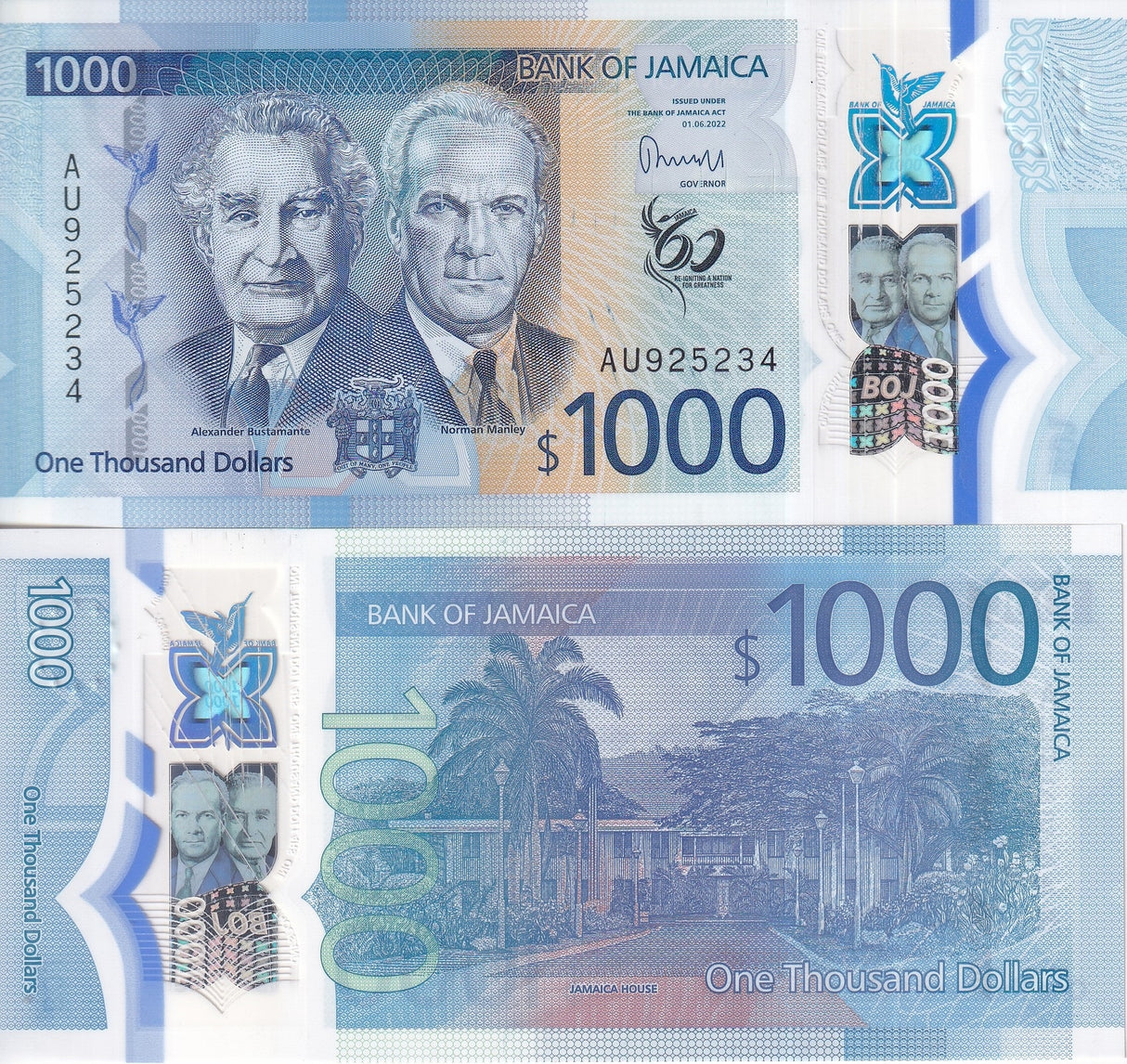 Jamaica SET 6 UNC 50 100 500 1000 2000 5000 Dollars 2022/2023 P 96 97- 101 UNC