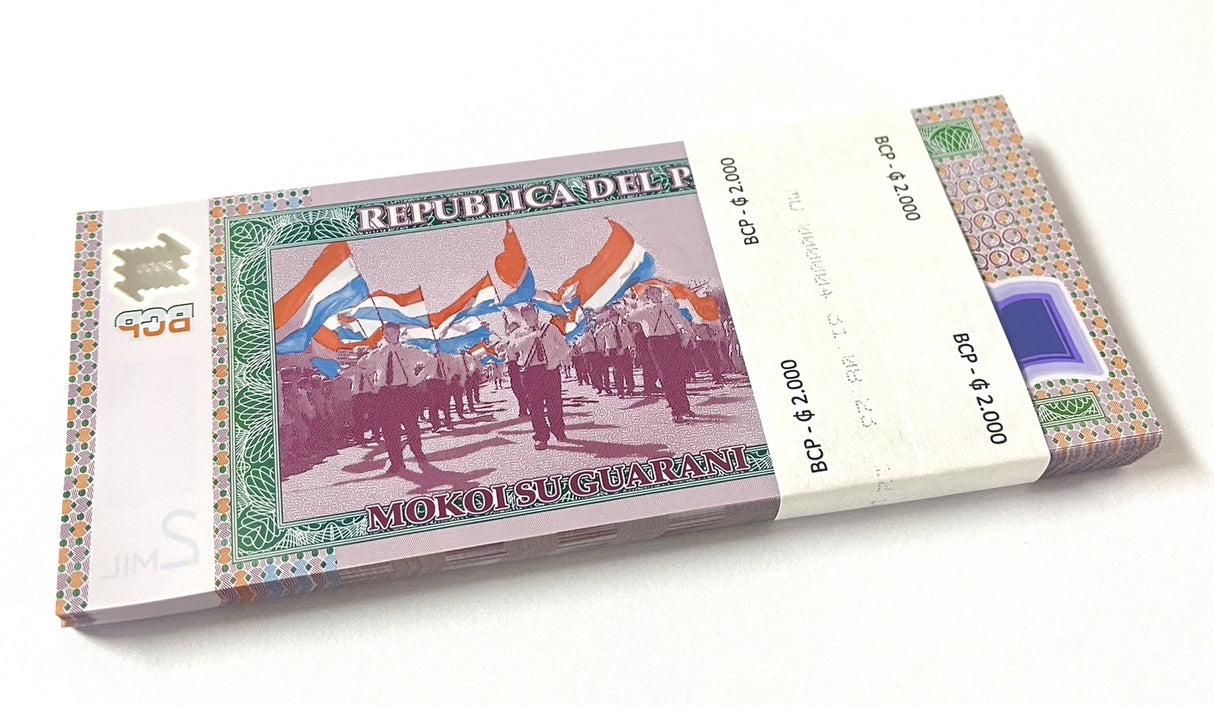 Paraguay 2000 Guaranies 2023 2024 P 228 Polymer New Date UNC Lot 25 Pcs