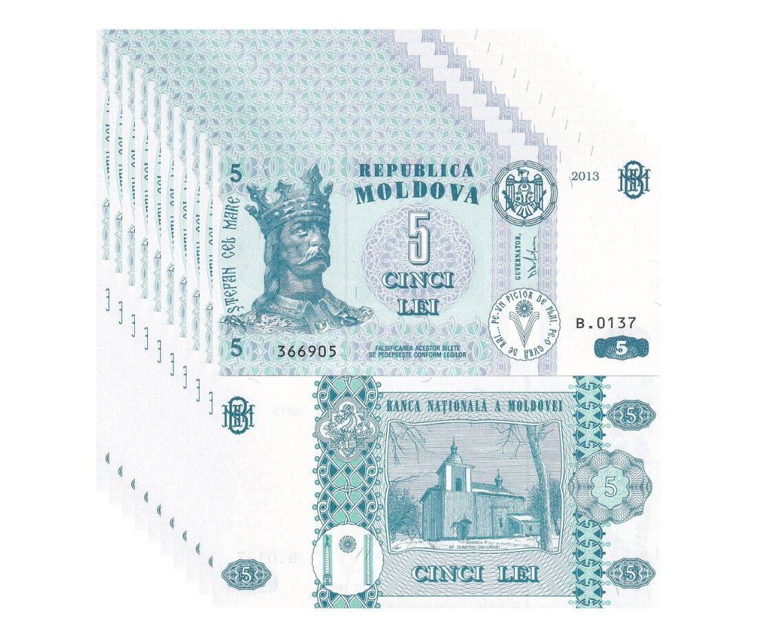 Moldova 5 Lei 2013 P 9 g UNC LOT 10 PCS