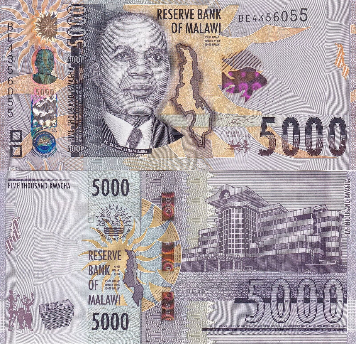 Malawi 5000 Kwacha 2023 P 71 Mzuzu UNC
