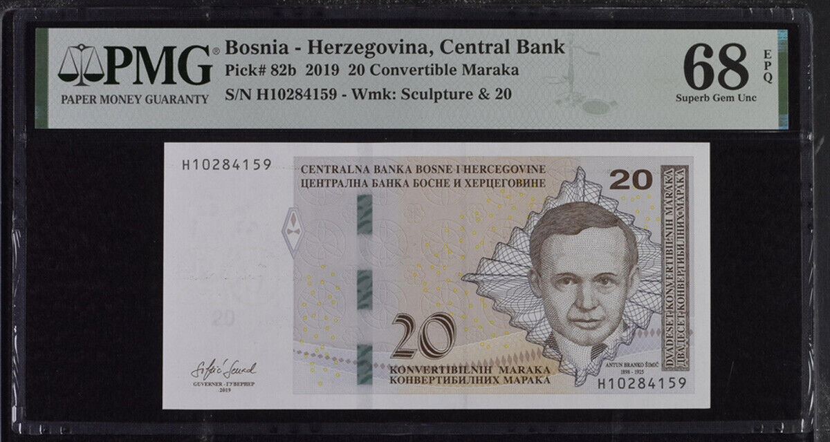 Bosnia 20 Convertible Maraka 2019 P 82 b Superb Gem UNC PMG 68 EPQ
