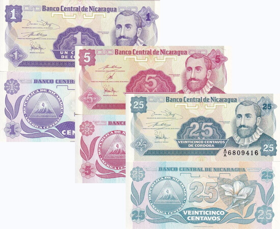 Nicaragua SET 3 Pcs 1 5 25 centavo 1991 P 167 P 168 P 170 UNC