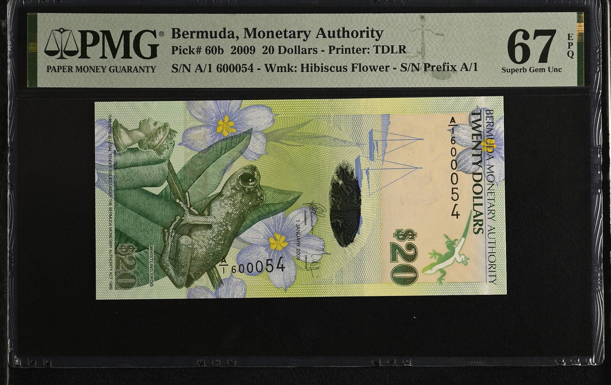 Bermuda 20 Dollars 2009 P 60 b Superb Gem UNC PMG 67 EPQ