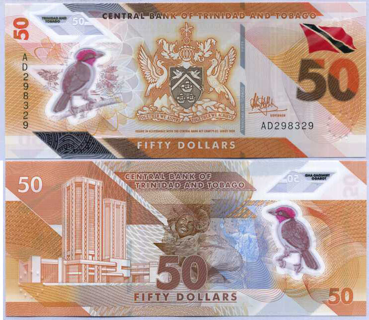 Trinidad & Tobago 50 Dollars 2020/2021 Polymer P 64 UNC