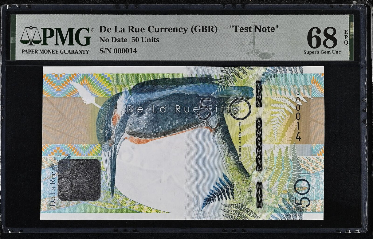 TEST NOTE DE LA RUE 50 Fifty Kingfisher Superb Gem UNC PMG 68 EPQ
