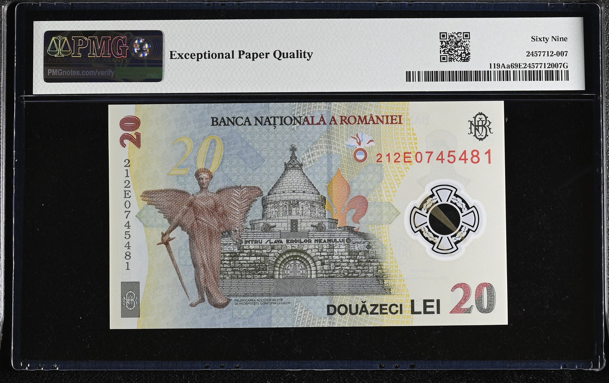 Romania 20 Lei 2021 P 119Aa Polymer Superb Gem UNC PMG 69 EPQ PNB