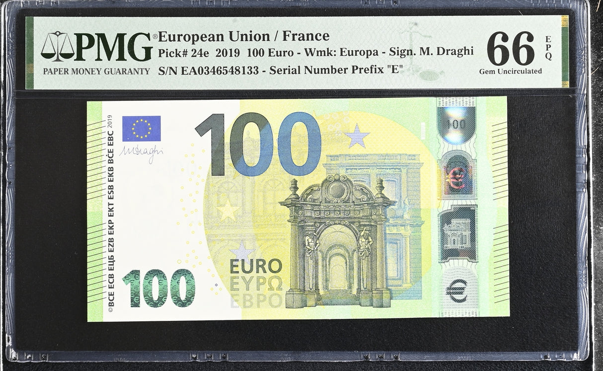 Euro 100 Euro France 2019 P 24 e Prefix EA Gem UNC PMG 66 EPQ