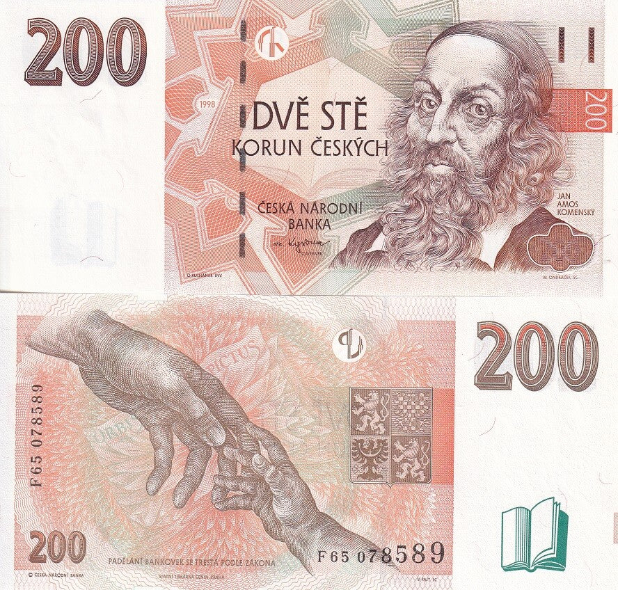 Czech Republic 200 Korun 1998 P 19 d UNC