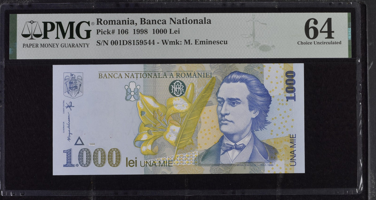 Romania 1000 Lei 1998 P 106 Choice UNC PMG 64