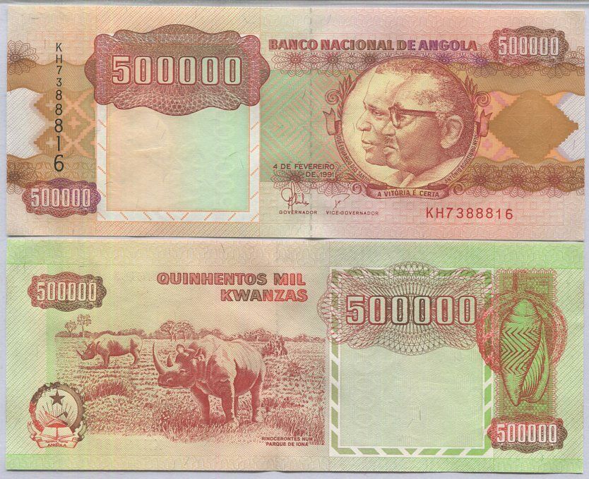 Angola 500000 Kwanzas 1991 P 134 UNC LOT 5 PCS