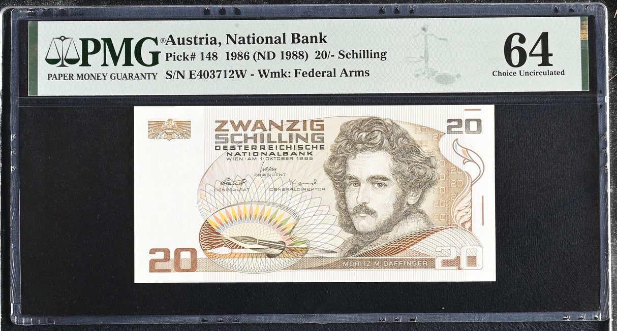 Austria 20 Shillings 1986 ND 1988 P 148 Choice UNC PMG 64