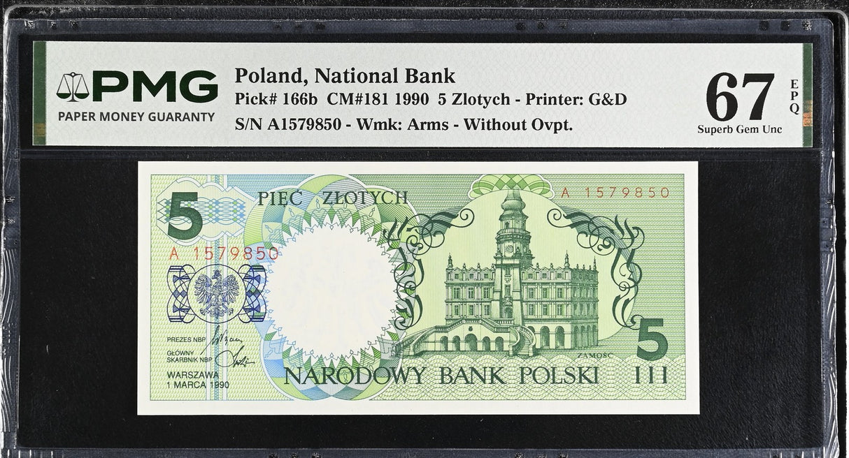Poland 5 Zlotych 1990 P 166 b Superb Gem UNC PMG 67 EPQ