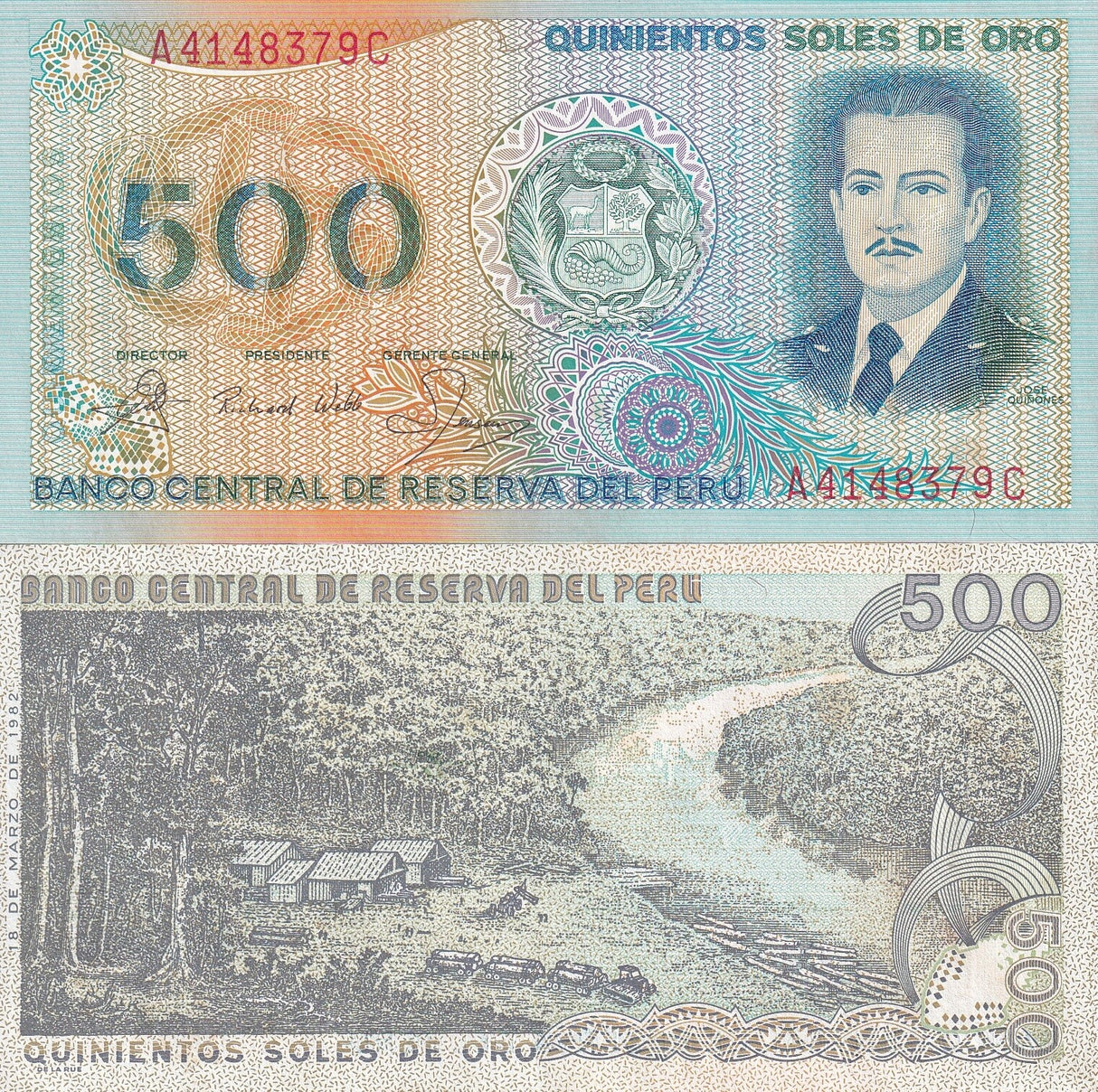 Peru 500 Soles P 125A 1982 UNC