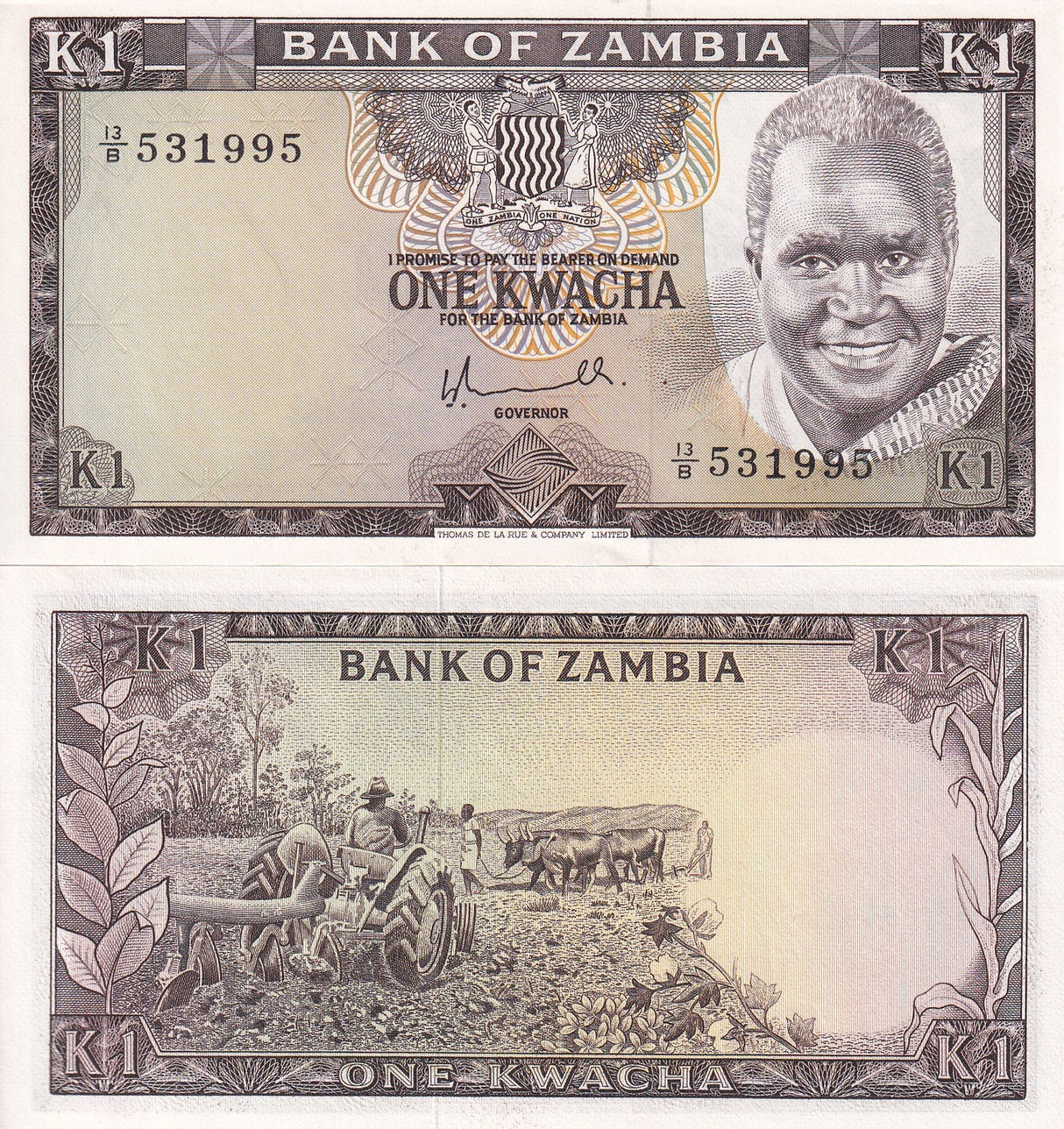 Zambia 1 Kwacha ND 1976 P 19 UNC