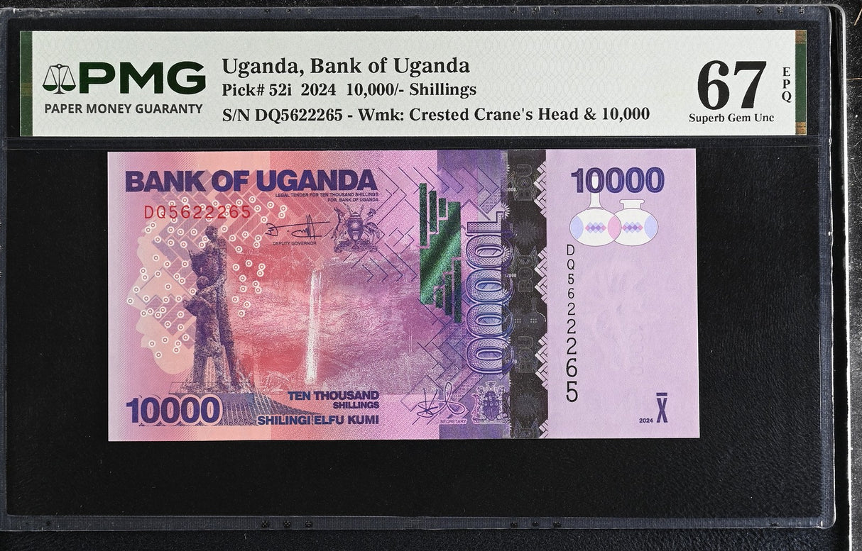 Uganda 10000 Shillings 2024 P 52 i Superb Gem UNC PMG 67 EPQ TOP POP