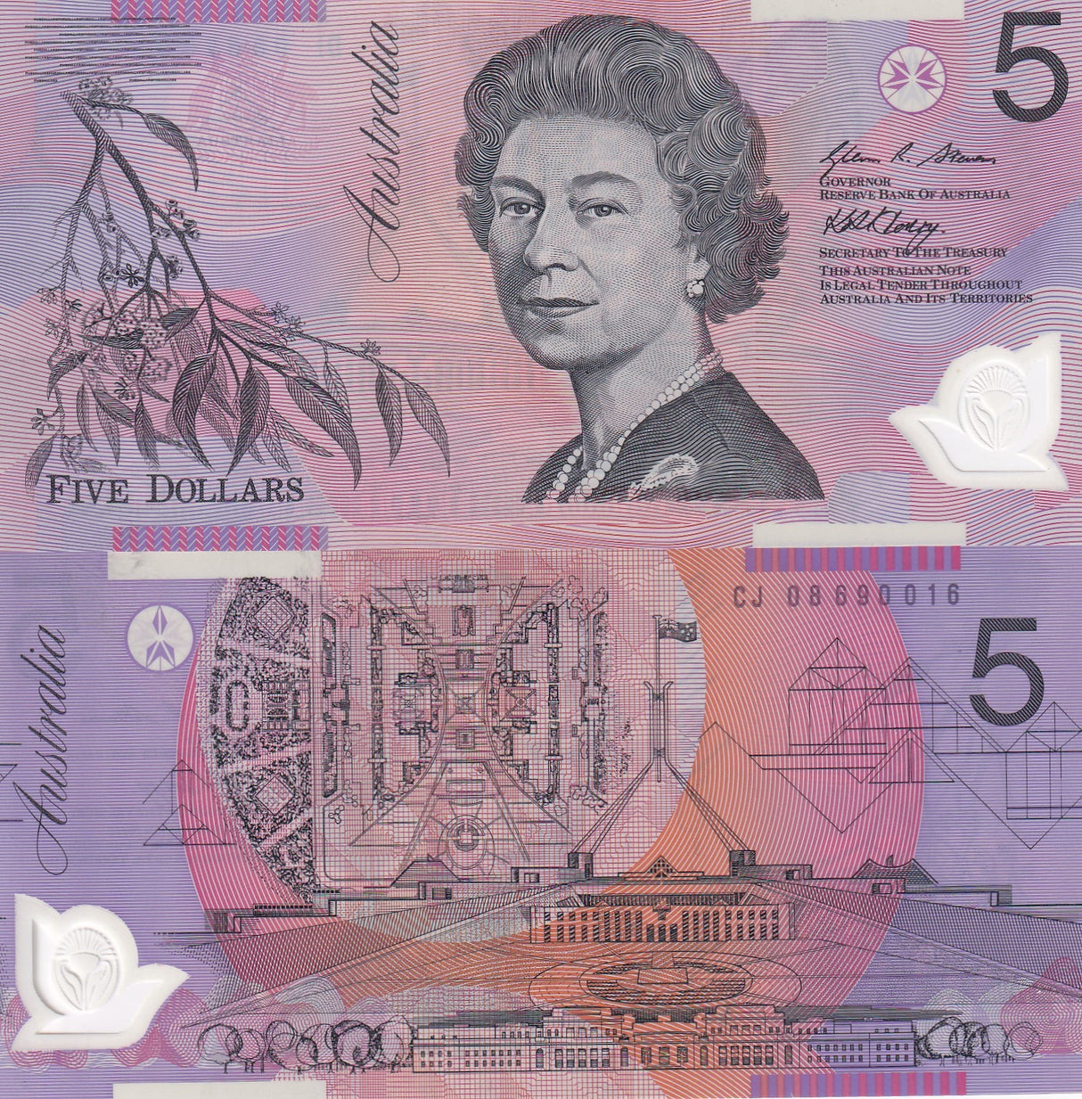 Australia 5 Dollars 2008 P 51 C Polymer UNC