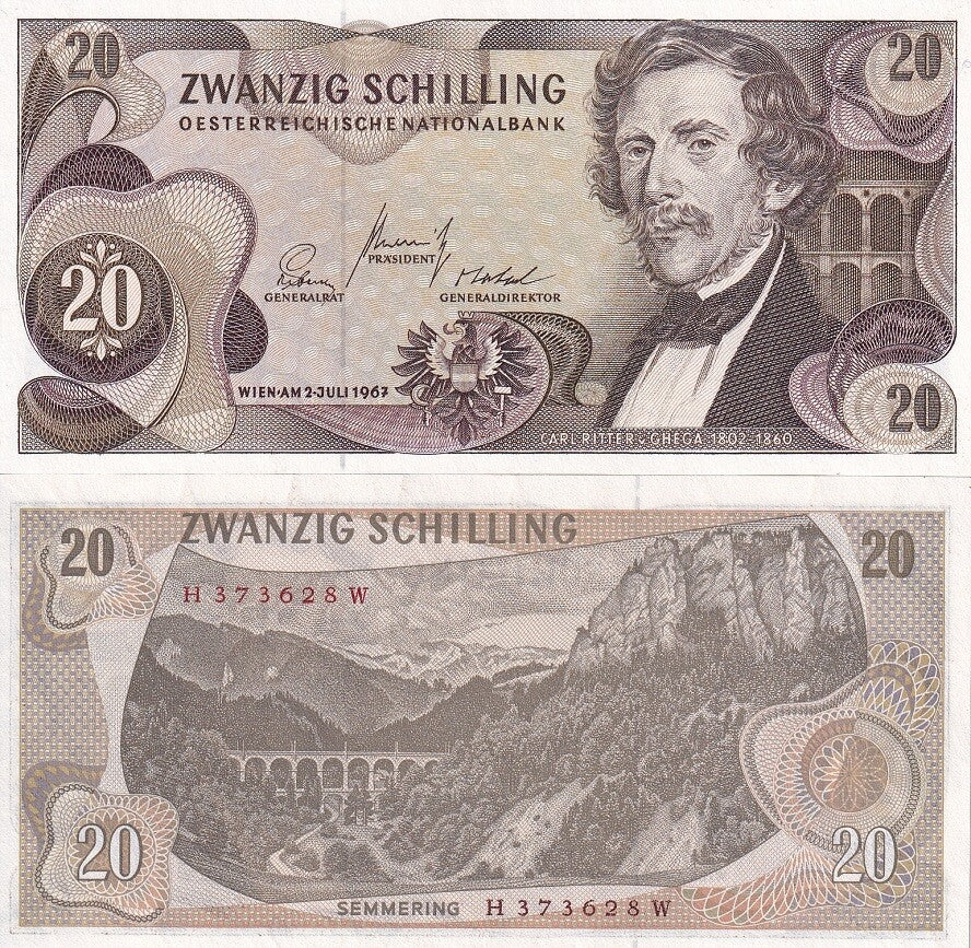 AUSTRIA 20 Shilling 1967 P 142 AUnc