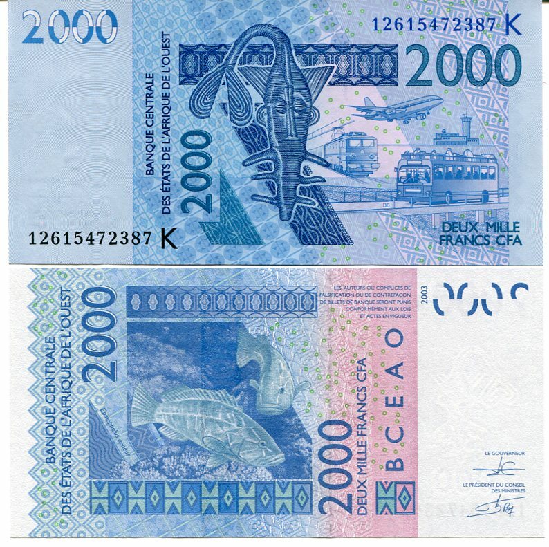 West African States Senegal 2000 Francs 2003/2012 P 716 Kl UNC
