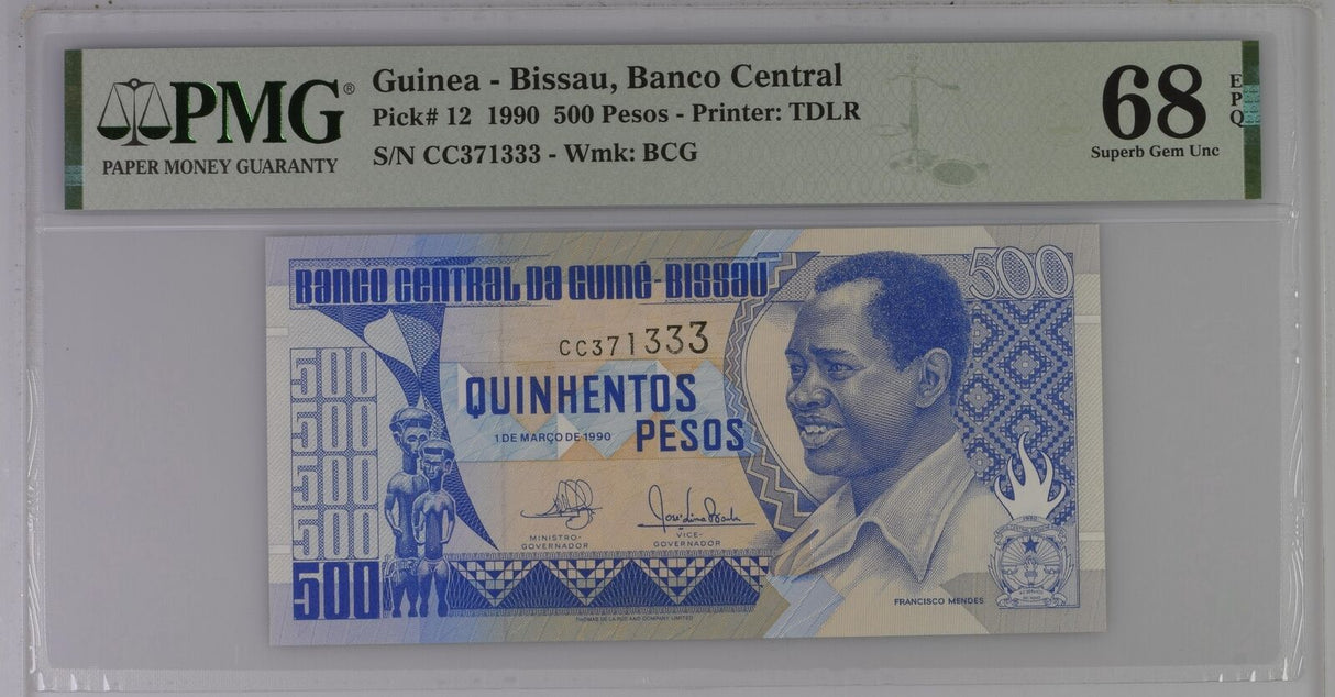 Guinea Bissau 500 Pesos 1990 P 12 Superb Gem UNC PMG 67 EPQ