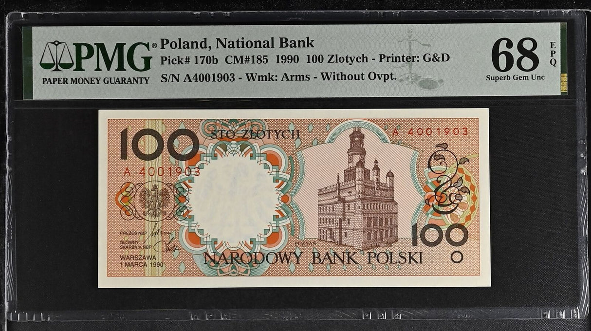 Poland 100 Zlotych 1990 P 170 b Superb Gem UNC PMG 68 EPQ