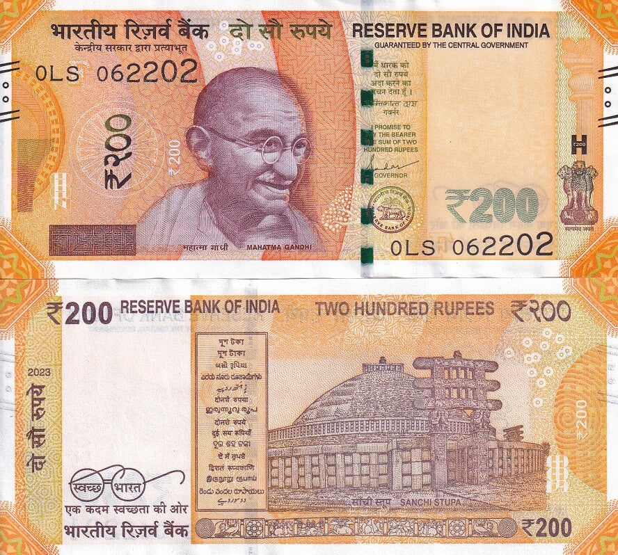 India 200 Rupees 2023 P 113 Mixed Letter UNC