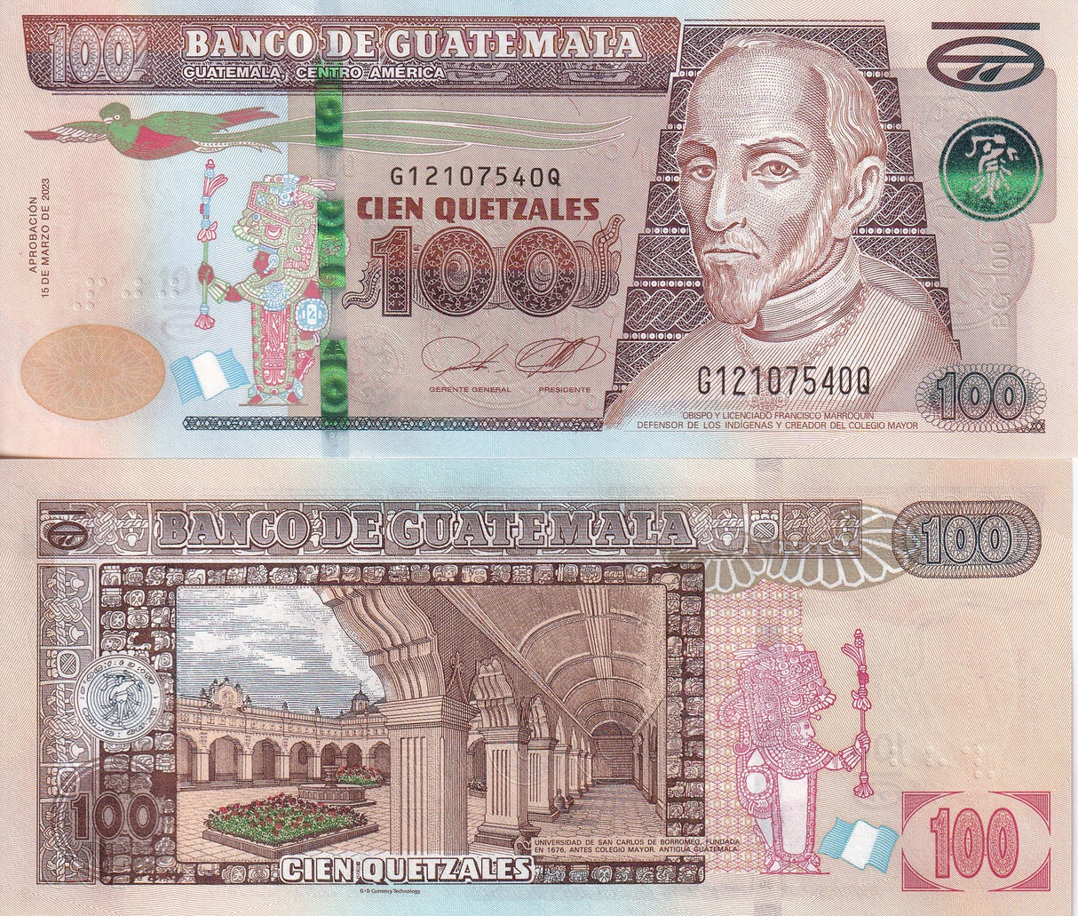 Guatemala 100 Quetzales 2023 / 2025 P 126 G&D New Green Security UNC
