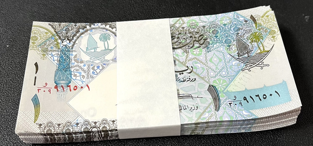 Qatar 1 Riyal 2015 P 28 UNC LOT 100 PCS 1 Bundle