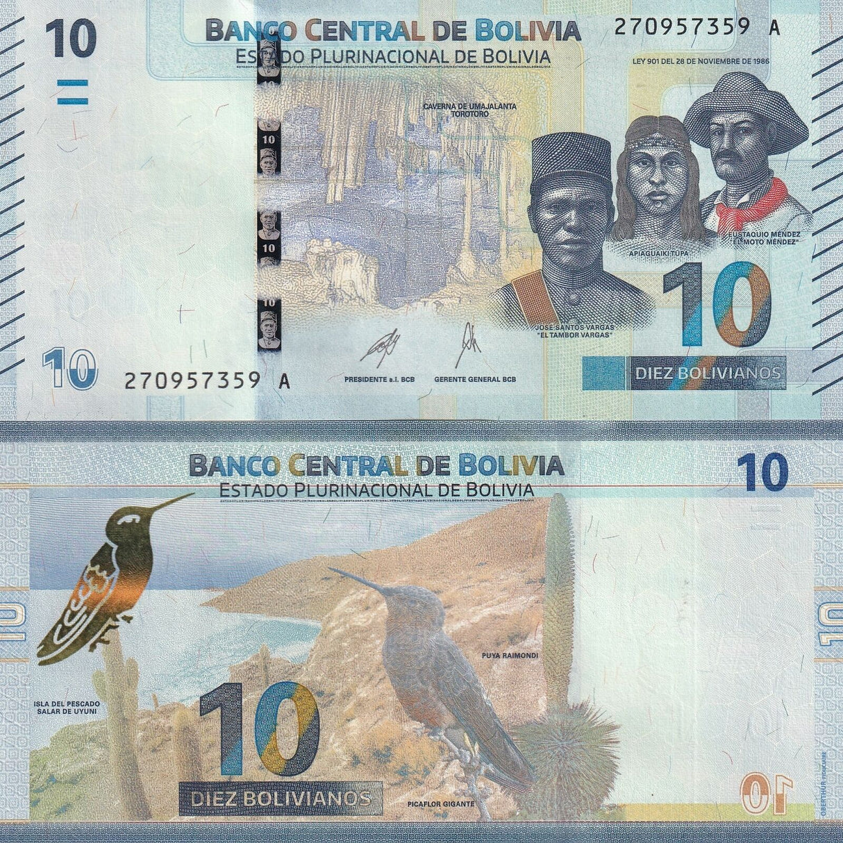 Bolivia 10 Bolivianos 2024 P 248 New Sign UNC