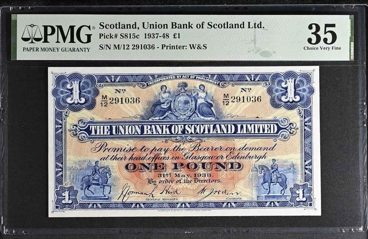 Scotland 1 Pound 1938 P S815 c Choice Very Fine PMG 35