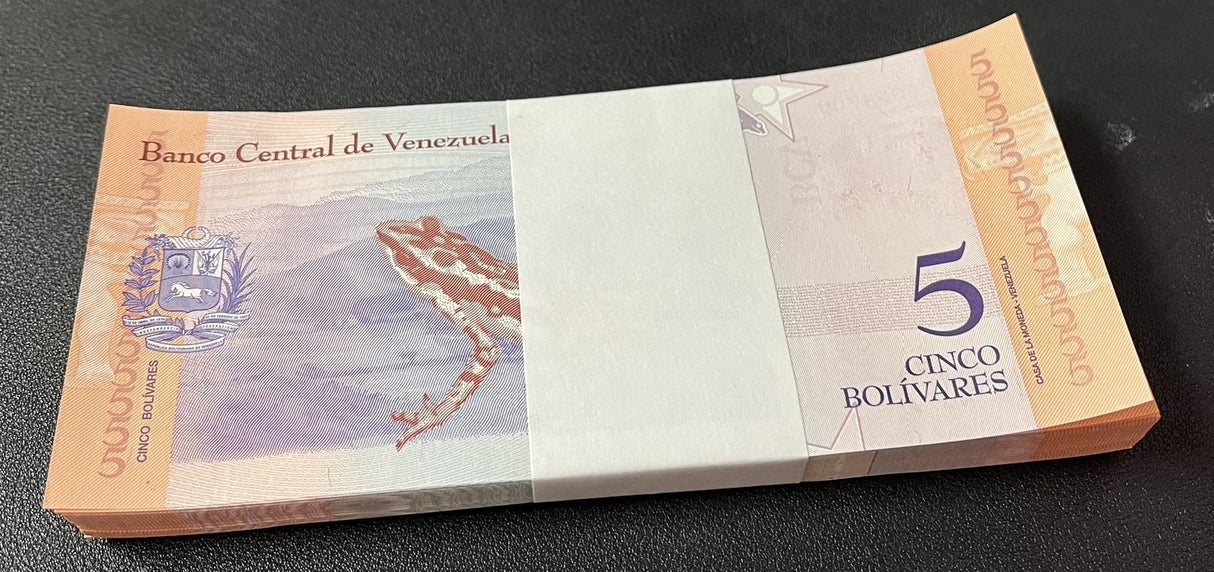 Venezuela 5 Bolivares 2018 P 102 UNC LOT 100 PCS 1 BUNDLE UNC