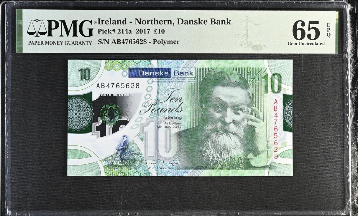 Northern Ireland 10 Pounds 2017 P 214 a Gem UNC PMG 65 EPQ