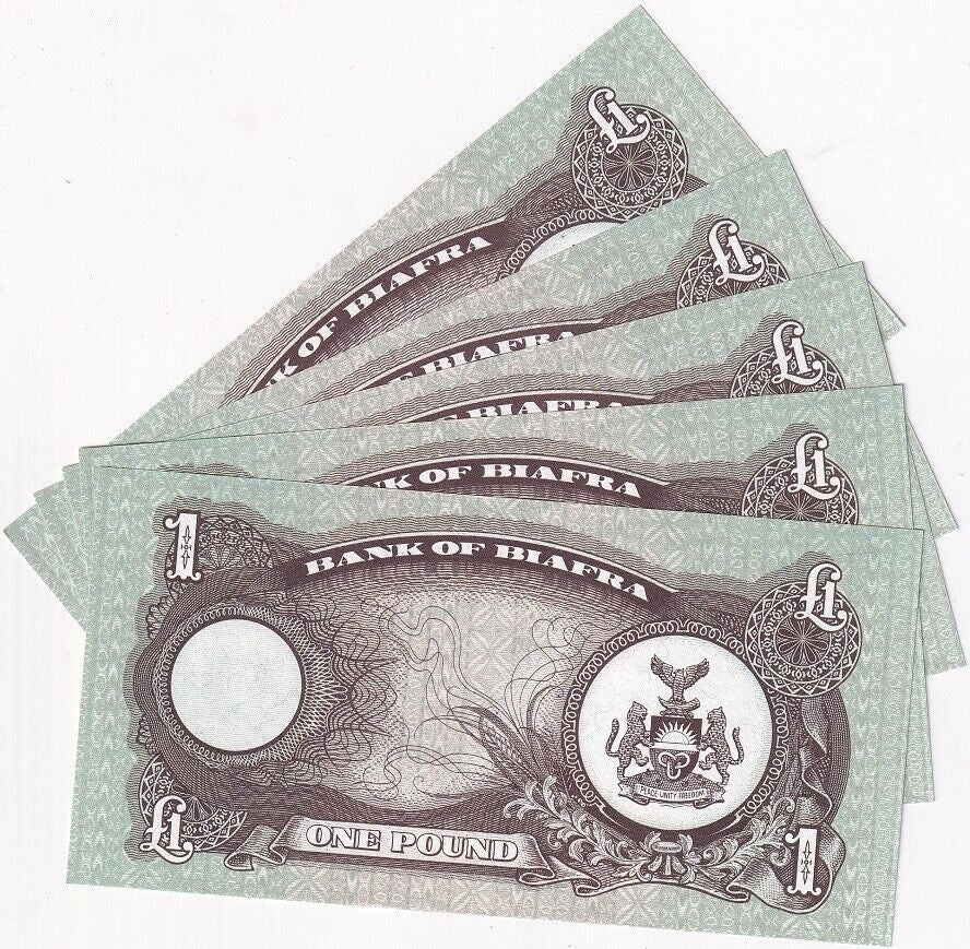 Biafra 1 POUND ND 1968-1969 P 5 UNC LOT 5 PCS