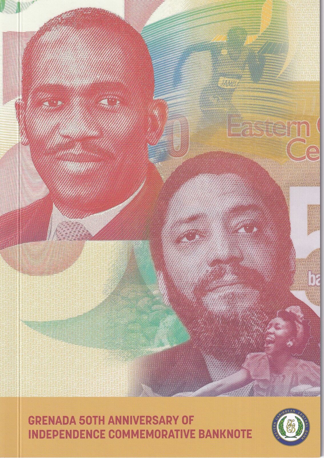 East Caribbean 50 Dollars 2024 50th Grenada Polymer Comm. P 62 UNC W/ Folder