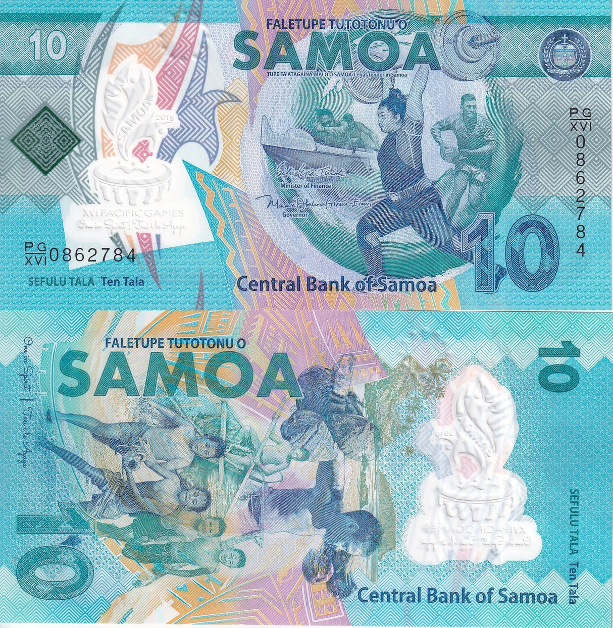 Samoa 10 Tala ND 2019 Polymer P 45 Commemorative UNC
