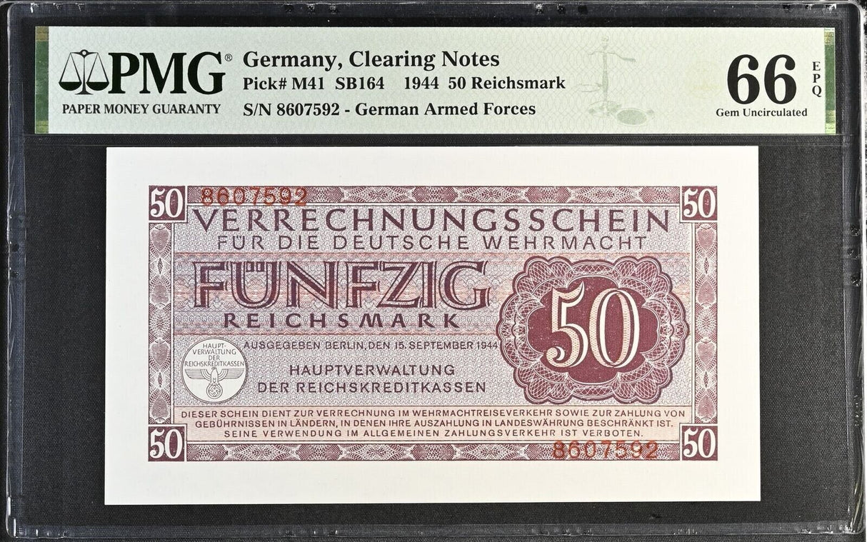 Germany 50 Reichsmark 1944 P M41 Gem UNC PMG 66 EPQ