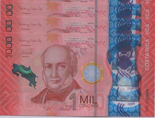 Costa Rica 1000 Colones 2019 ND 2021 p 280 a Polymer UNC Lot 3 PCS
