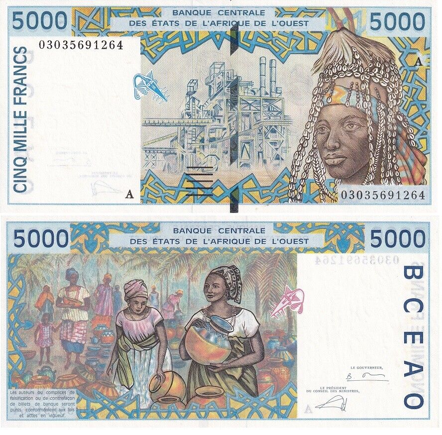 West African State Ivory Coast 5000 Francs 2003 P 113Am UNC